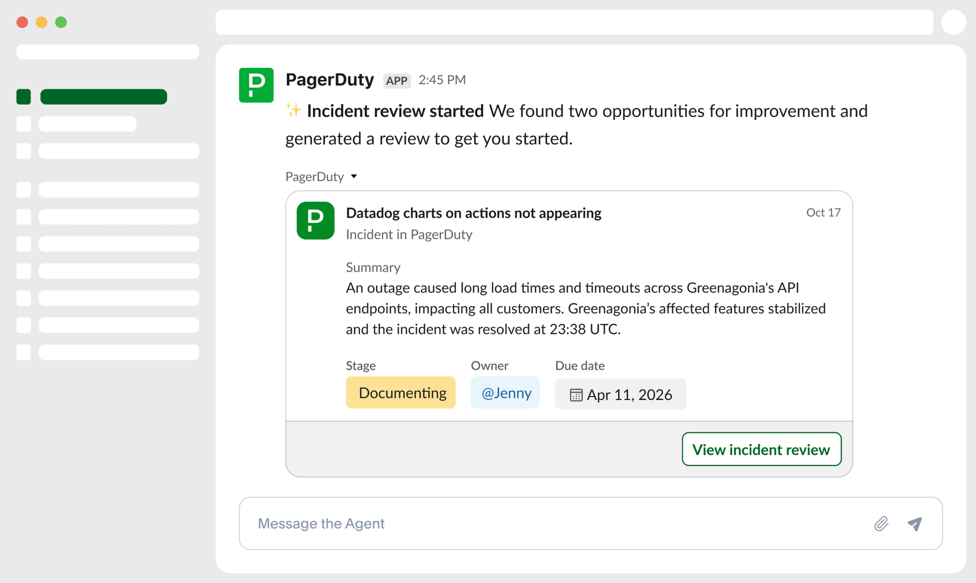Post-incident review screen