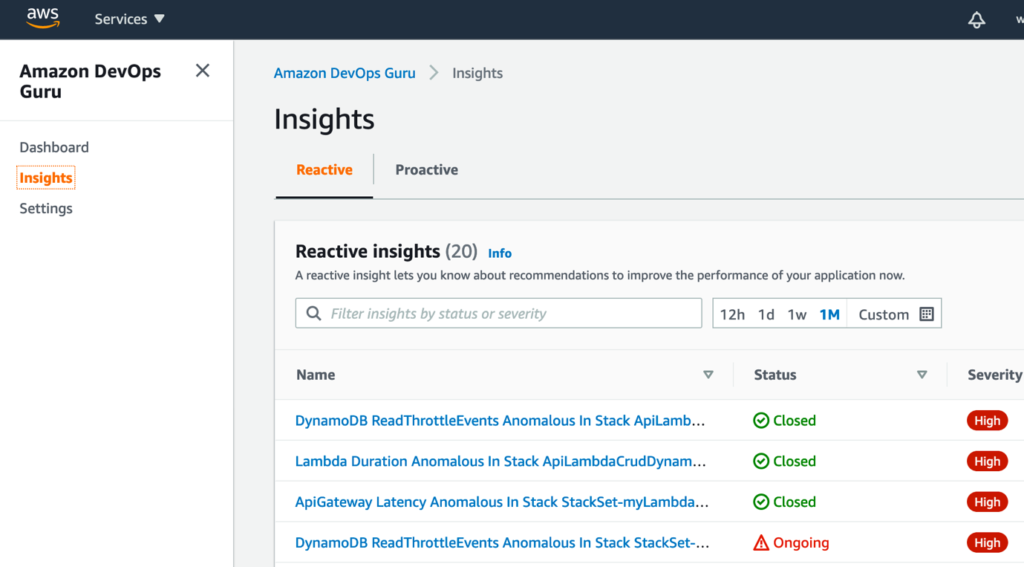 Amazon DevOps Guru Insights