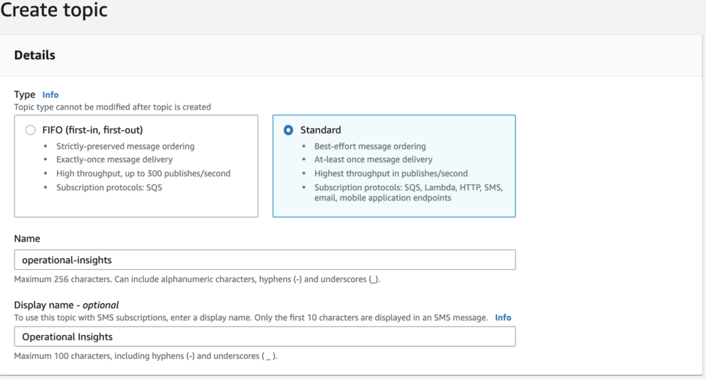 Amazon SNS Create Topic