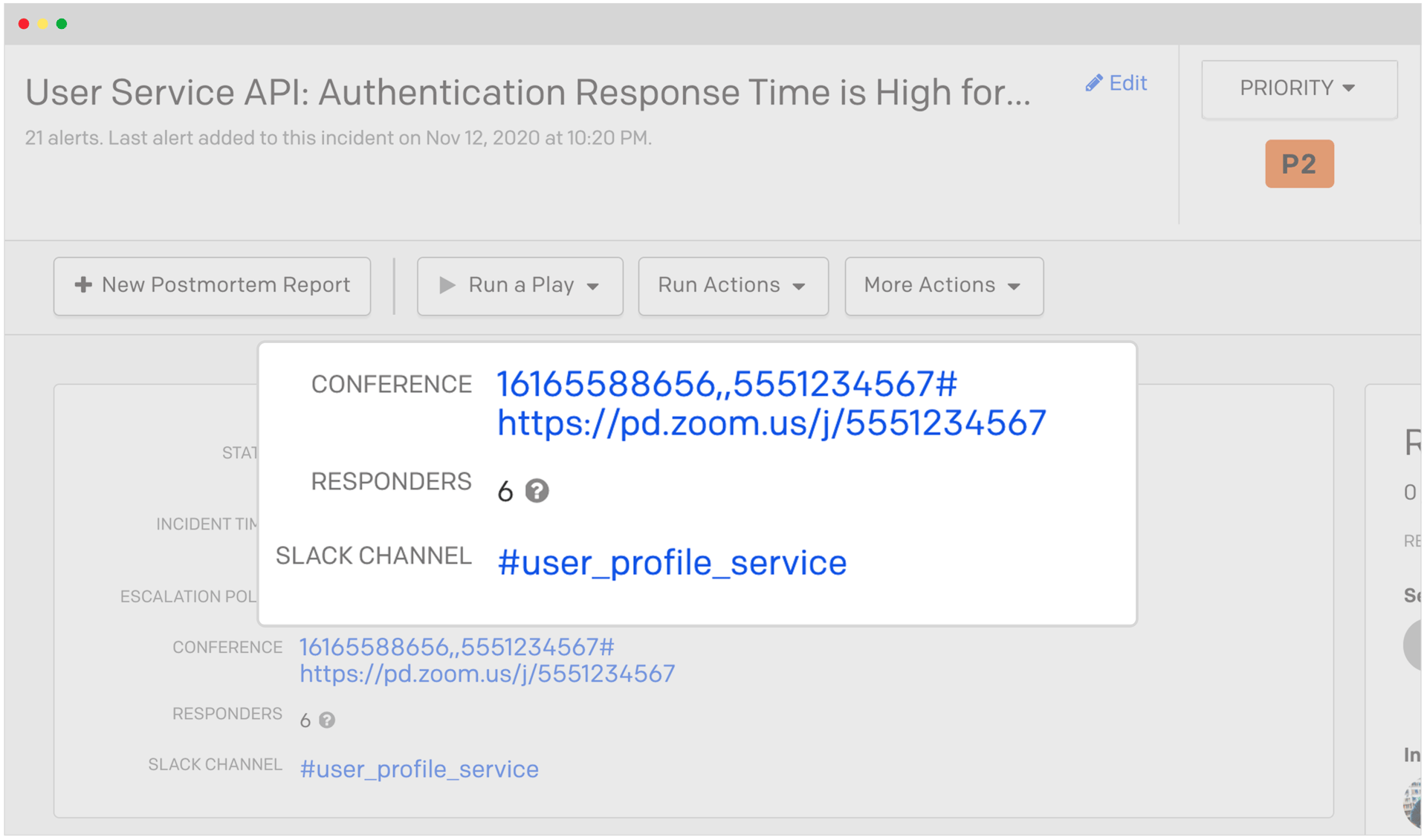 Screenshot of EventBridge integration conference bridge