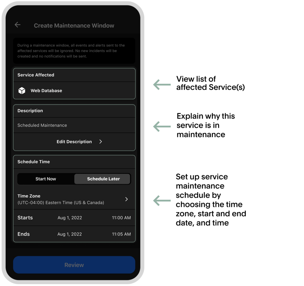 Creating a maintenance window