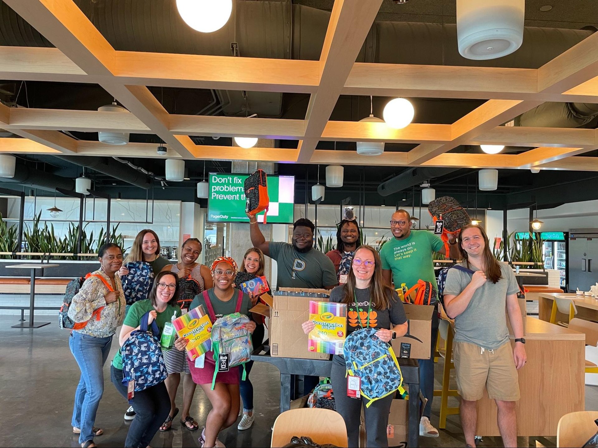 Collective image of Dutonians at backpack donation