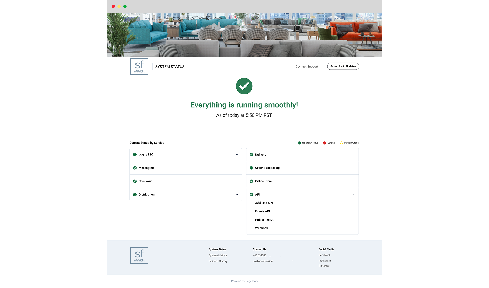 Screenshot of PagerDuty Status Page