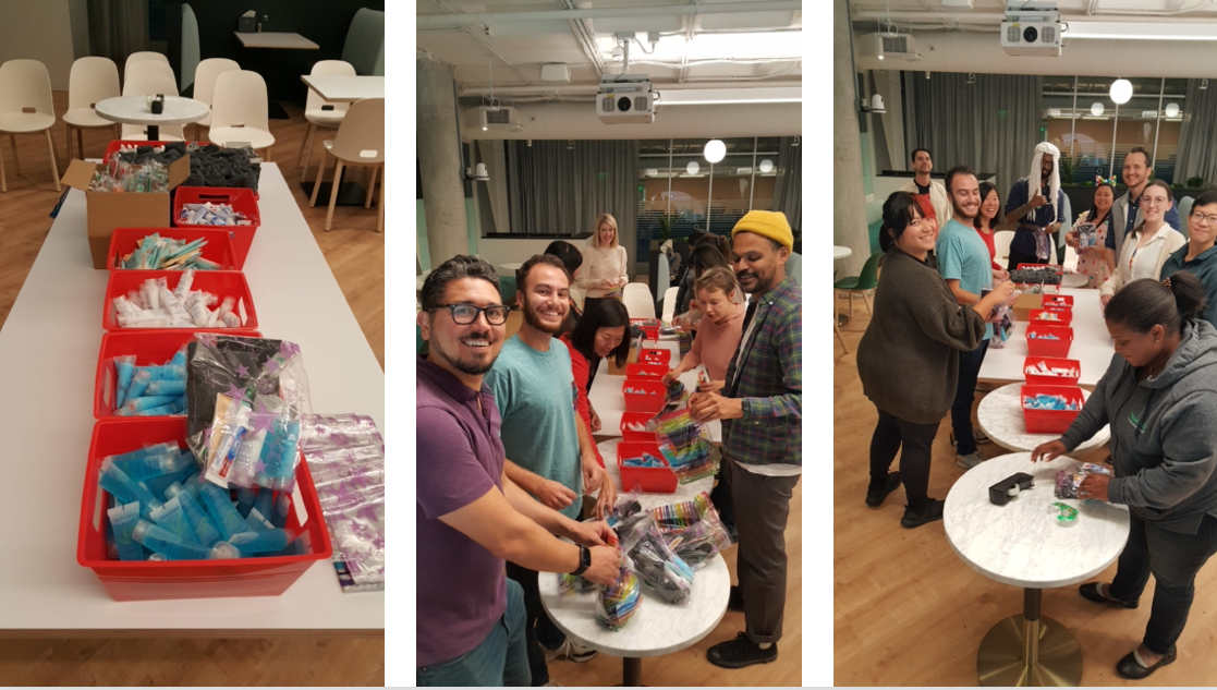 Image of PagerDuty employees assembling kits