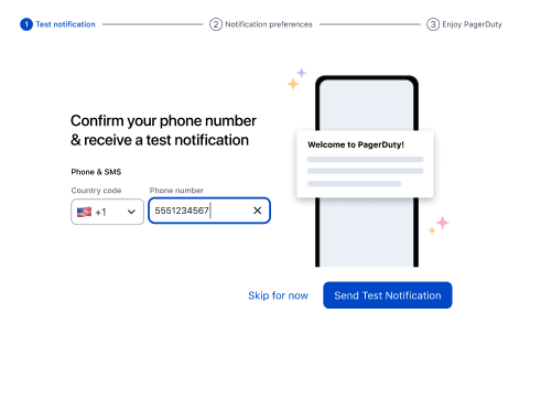 Screenshot of the phone number setup.