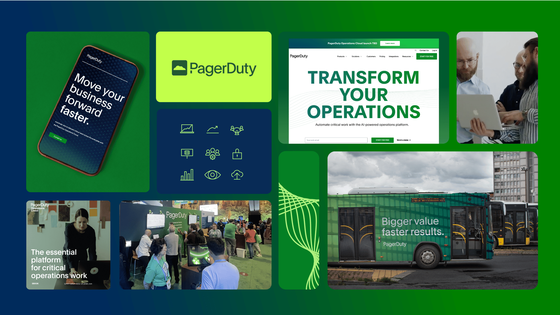 Collage image showcasing new icons and photography style as part of brand refresh.