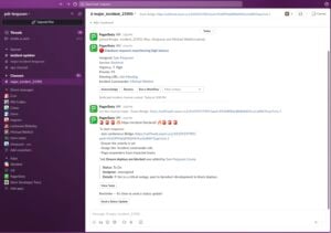 Screen shot of PD Slack experience.
