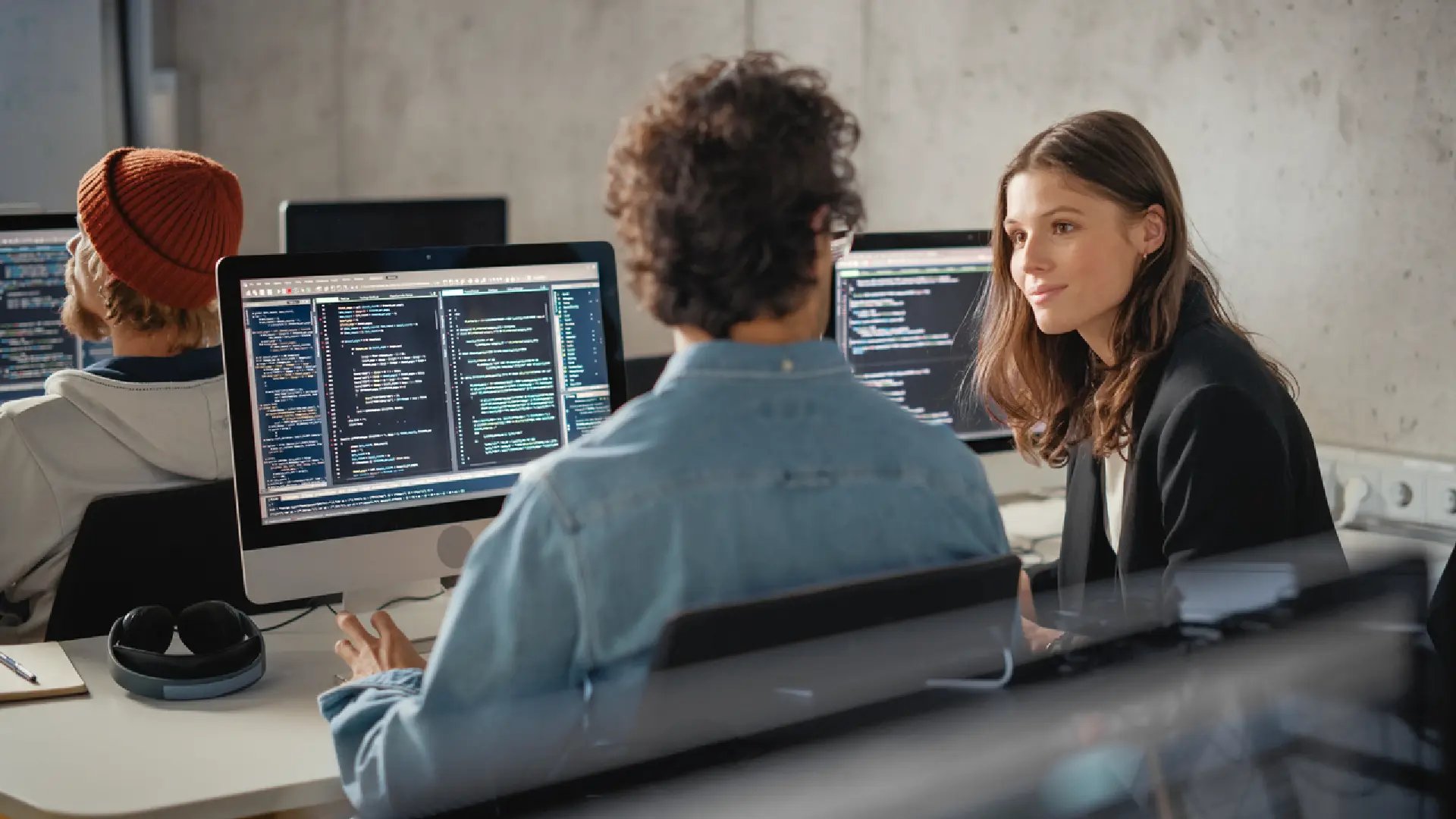 Co-workers discussing an issue