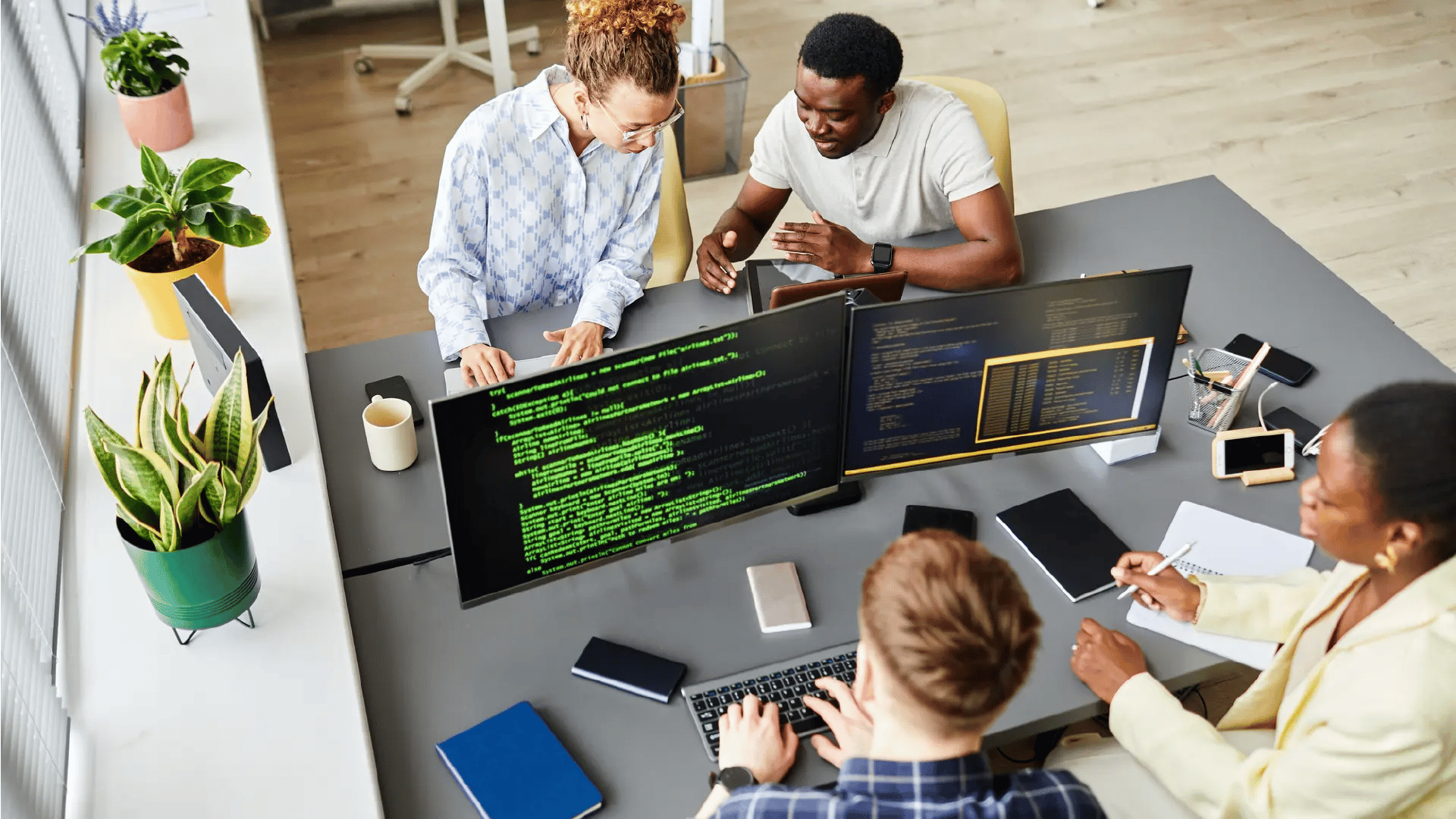 Office space with people working at computers