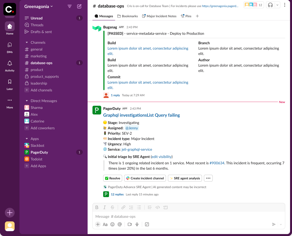 PagerDuty's Slack App - Incident Card