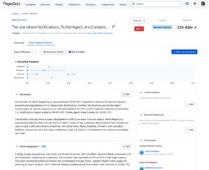 Post-incident review in incident page, including timeline, summary, etc