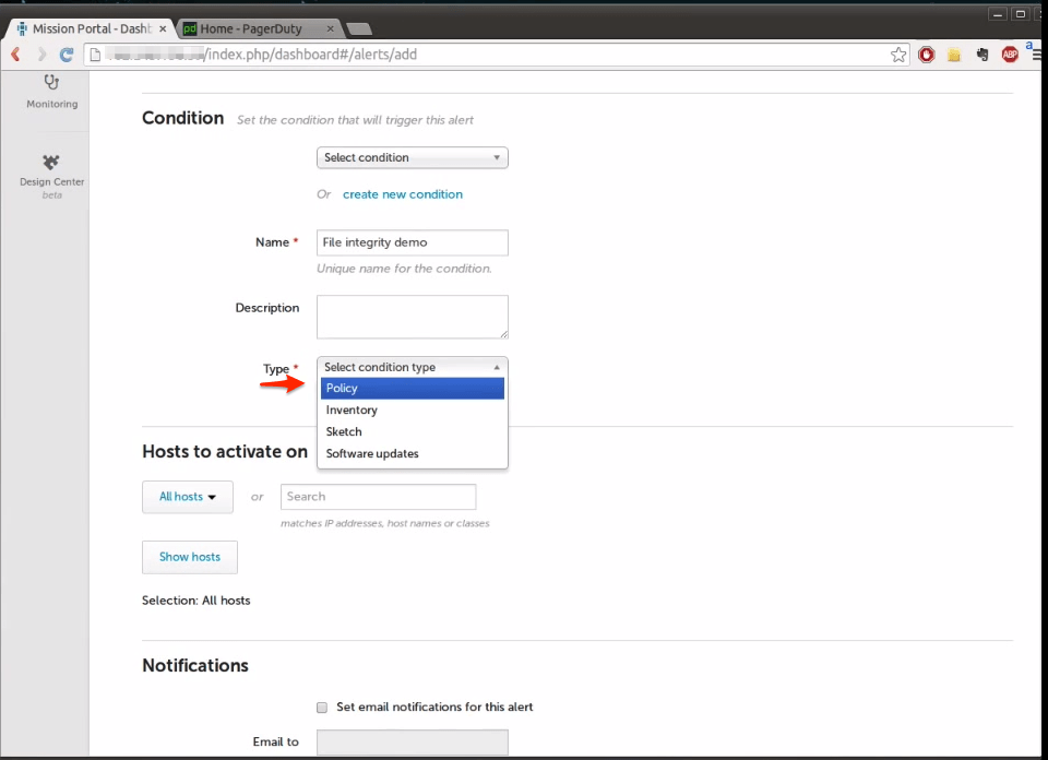 CF4 create policy type