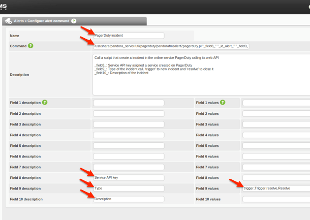 Configure the Pandora alert manually