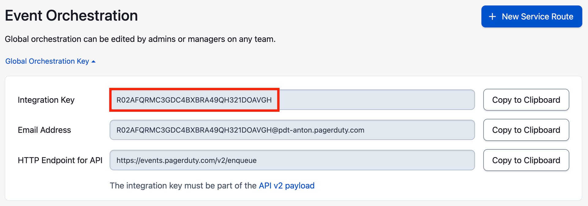 Event Orchestration integration key
